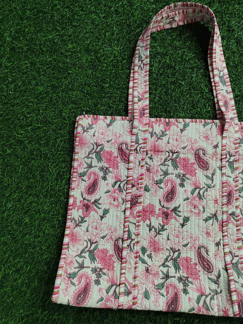 Handcrafted Printed Fabric Tote Bag with Dual Handles