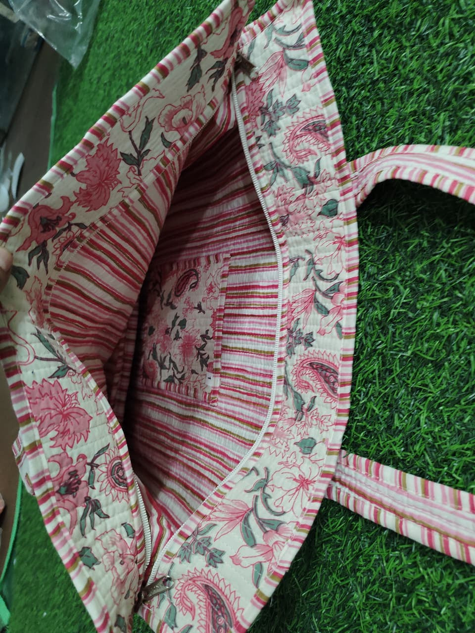 Handcrafted Printed Fabric Tote Bag with Dual Handles
