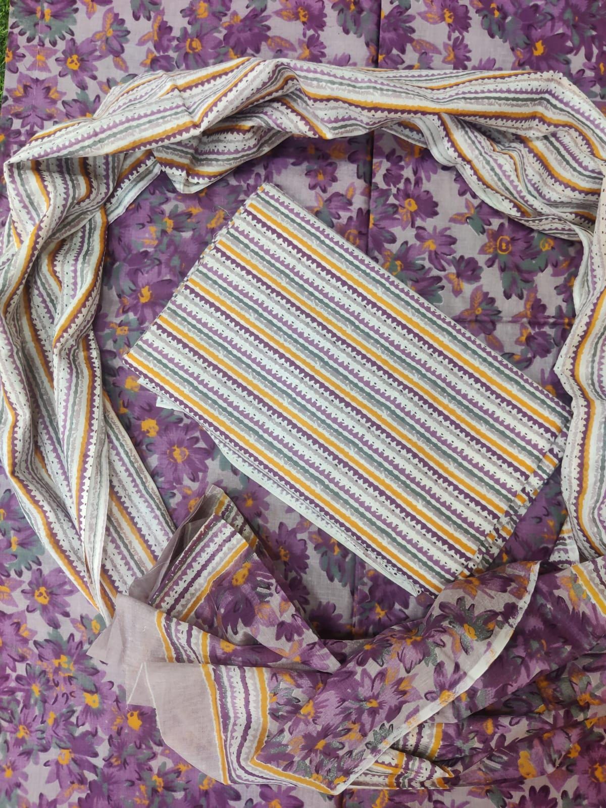 Jaipuri Printed 100% Cotton Suit Dress Material or Sewing Material For Apparels