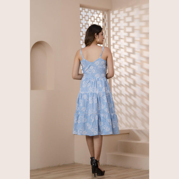 Senorita Cotton Floral Print Tiered Dress