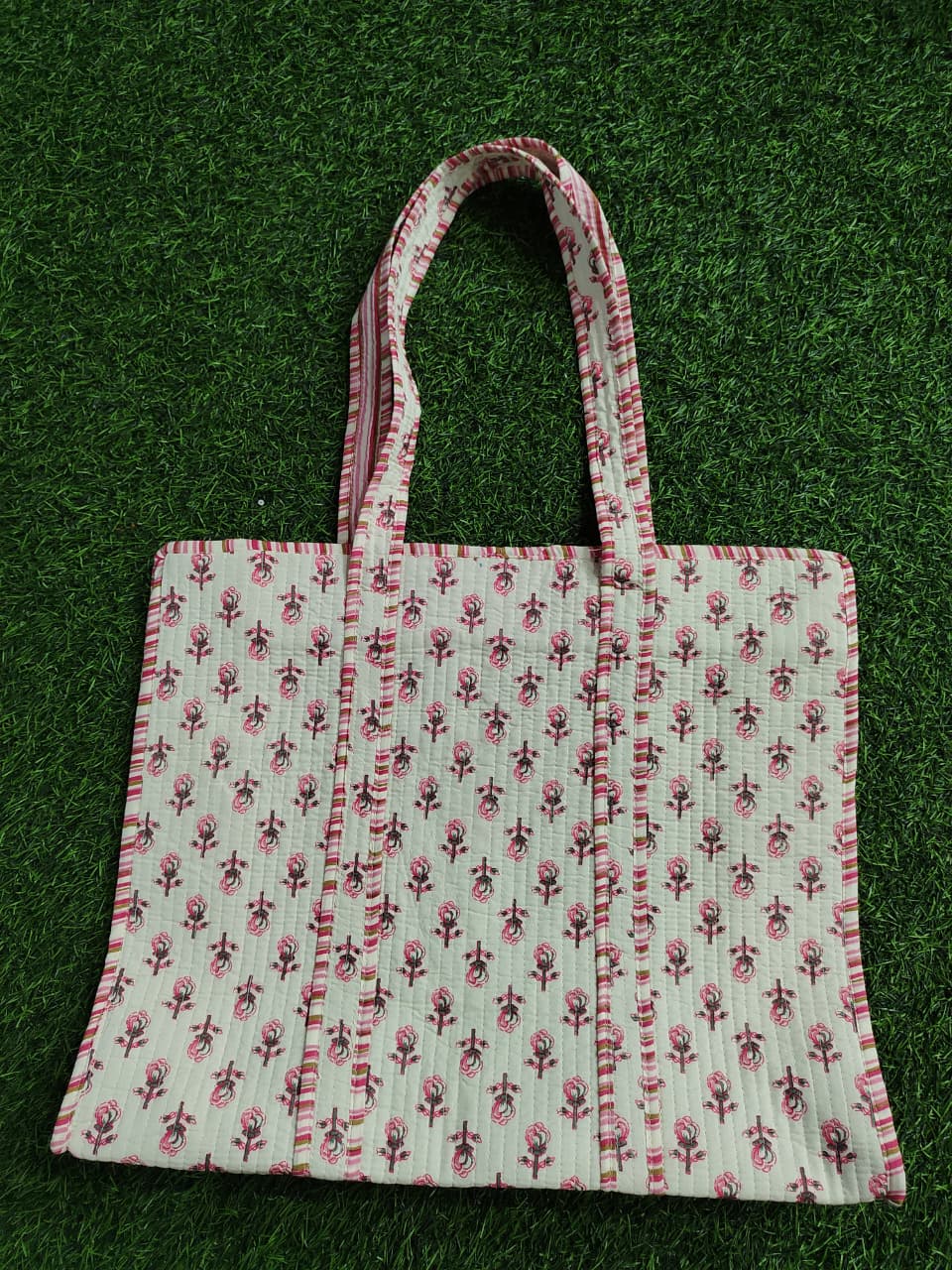 Handcrafted Printed Fabric Tote Bag with Dual Handles