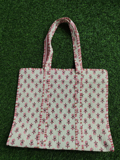 Handcrafted Printed Fabric Tote Bag with Dual Handles