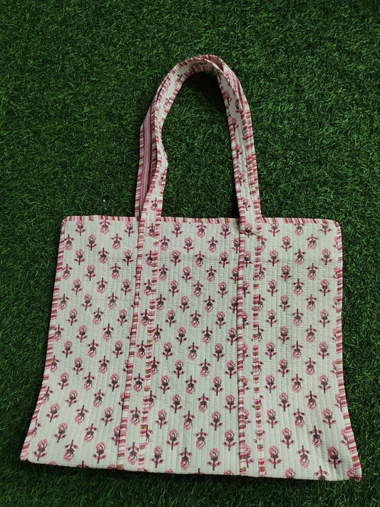 Handcrafted Printed Fabric Tote Bag with Dual Handles