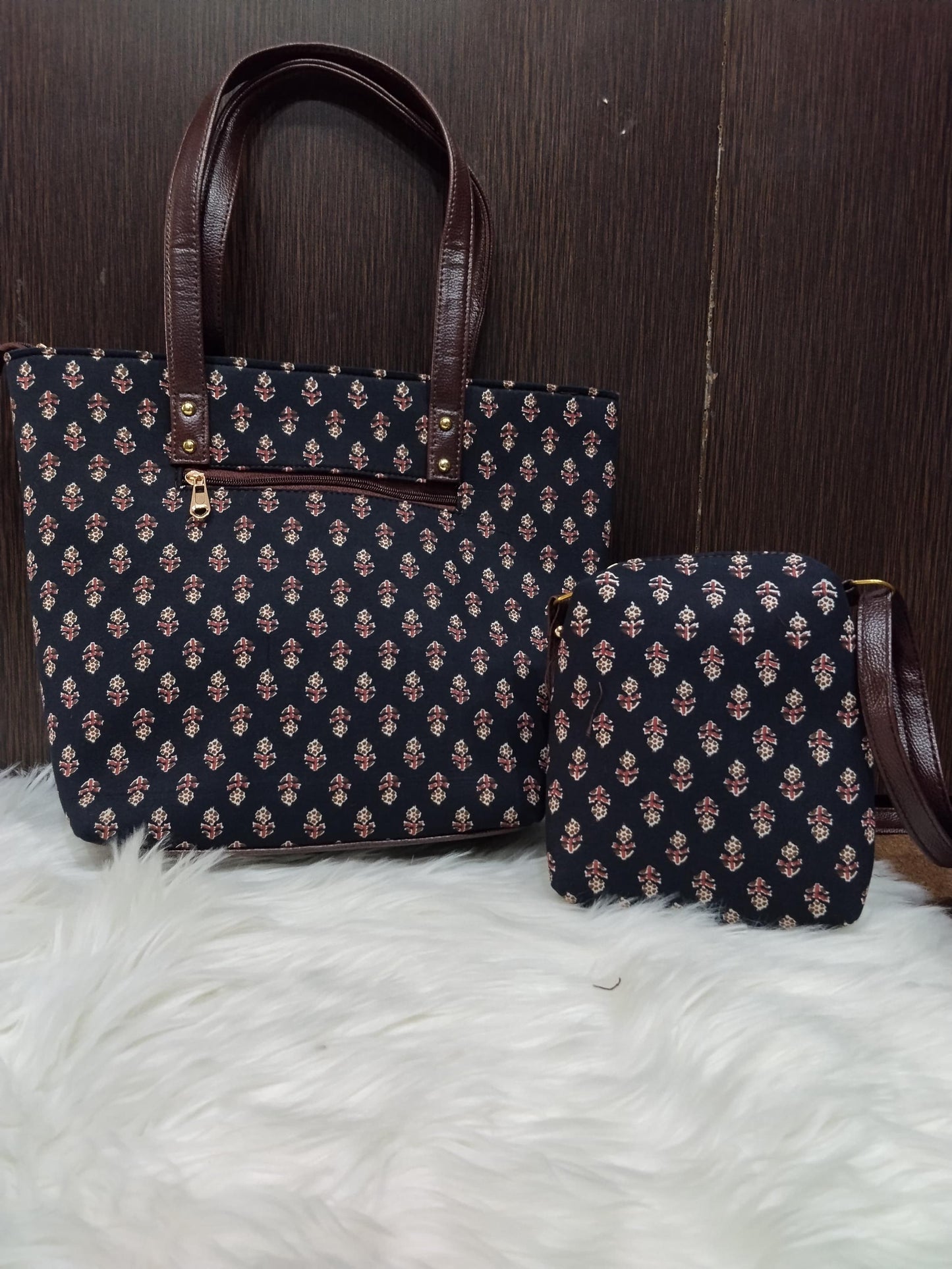 Jaipuri Print Cotton Bag Set | Tote, Sling, Clutch, Goggle Case, Coin Purse