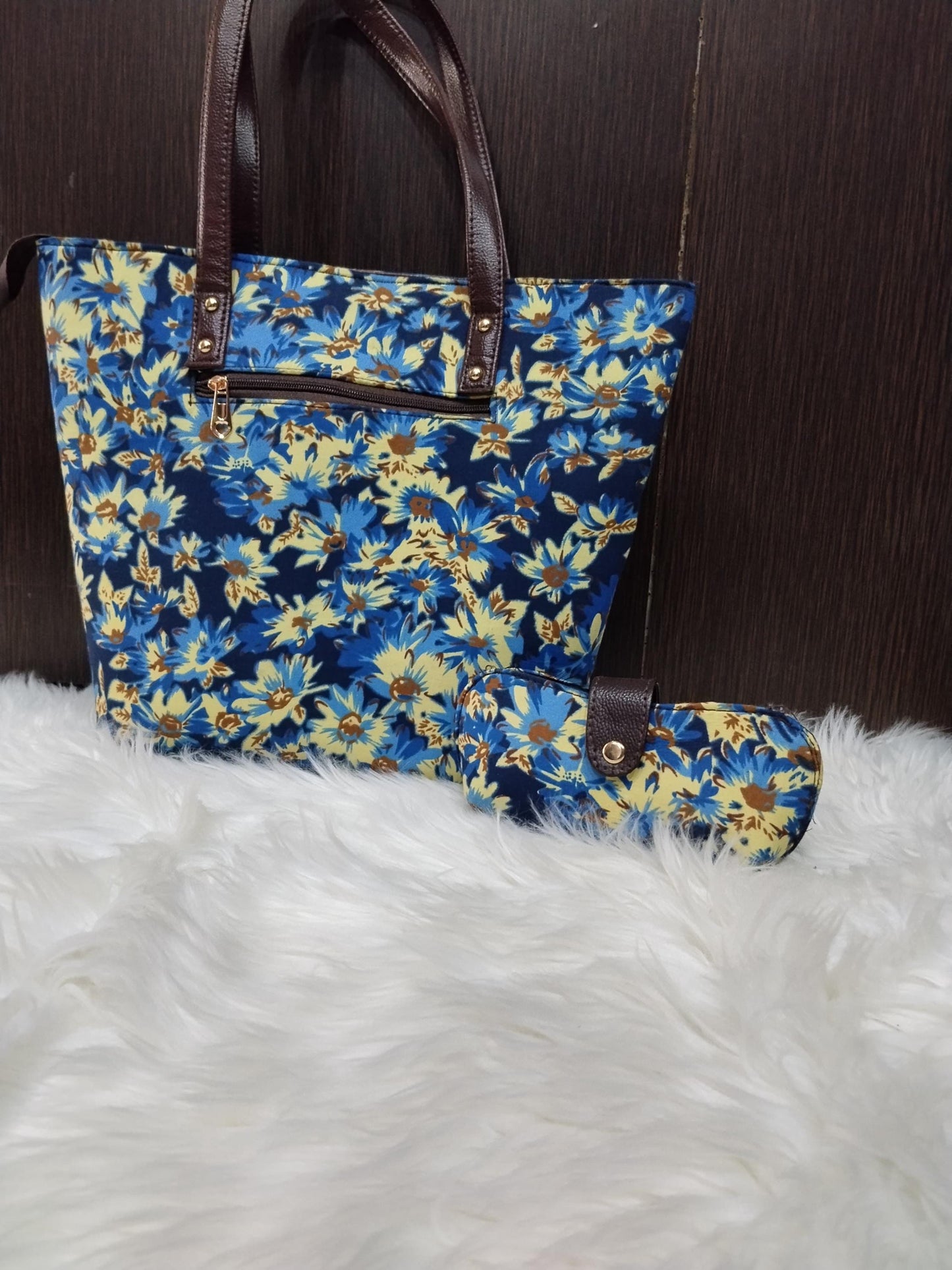 Jaipuri Print Bag Set, 5 Piece Tote Sling Clutch Set, Goggle Case & Coin Purse, Indian Bag Gift Set for Women