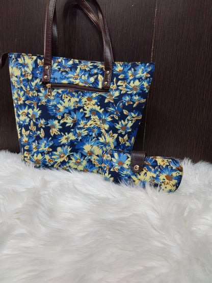 Jaipuri Print Bag Set, 5 Piece Tote Sling Clutch Set, Goggle Case & Coin Purse, Indian Bag Gift Set for Women
