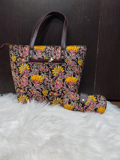 Jaipuri Print Cotton Bag Set | Tote, Sling, Clutch, Goggle Case, Coin Purse