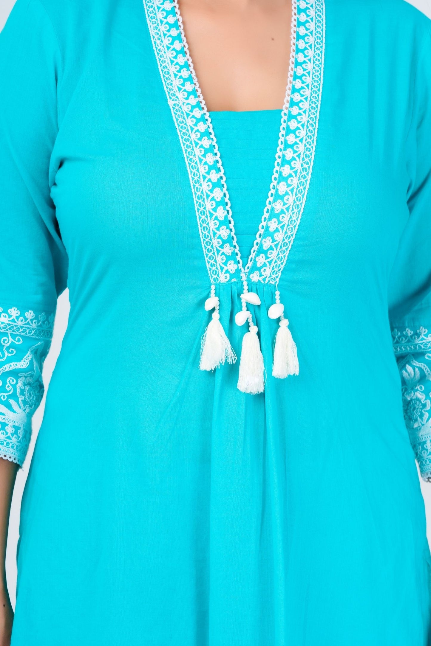 Elegant Aqua Blue Embroidered Kurta Set with Dupatta