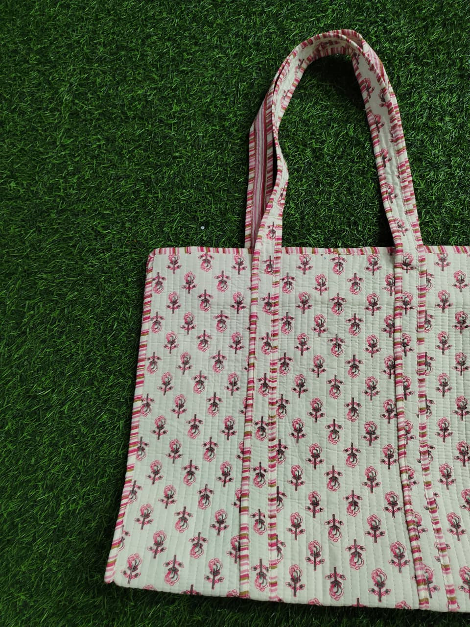 Handcrafted Printed Fabric Tote Bag with Dual Handles