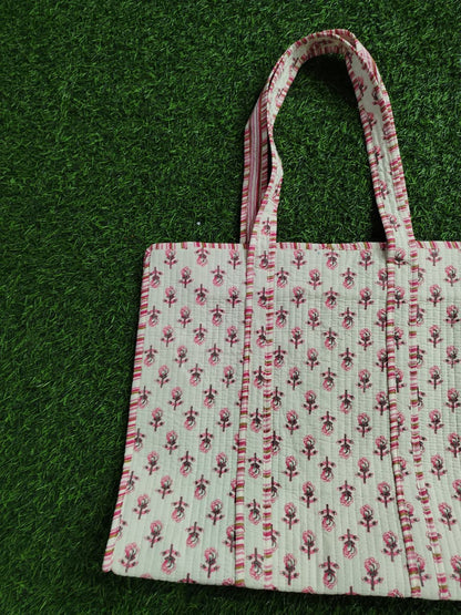 Handcrafted Printed Fabric Tote Bag with Dual Handles
