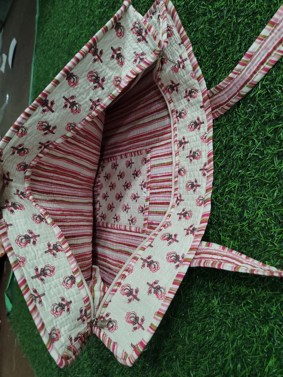 Handcrafted Printed Fabric Tote Bag with Dual Handles