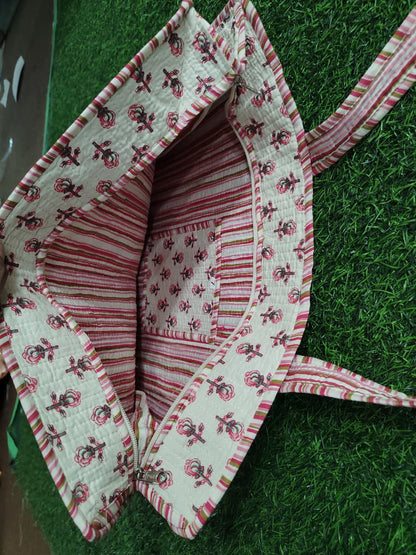 Handcrafted Printed Fabric Tote Bag with Dual Handles