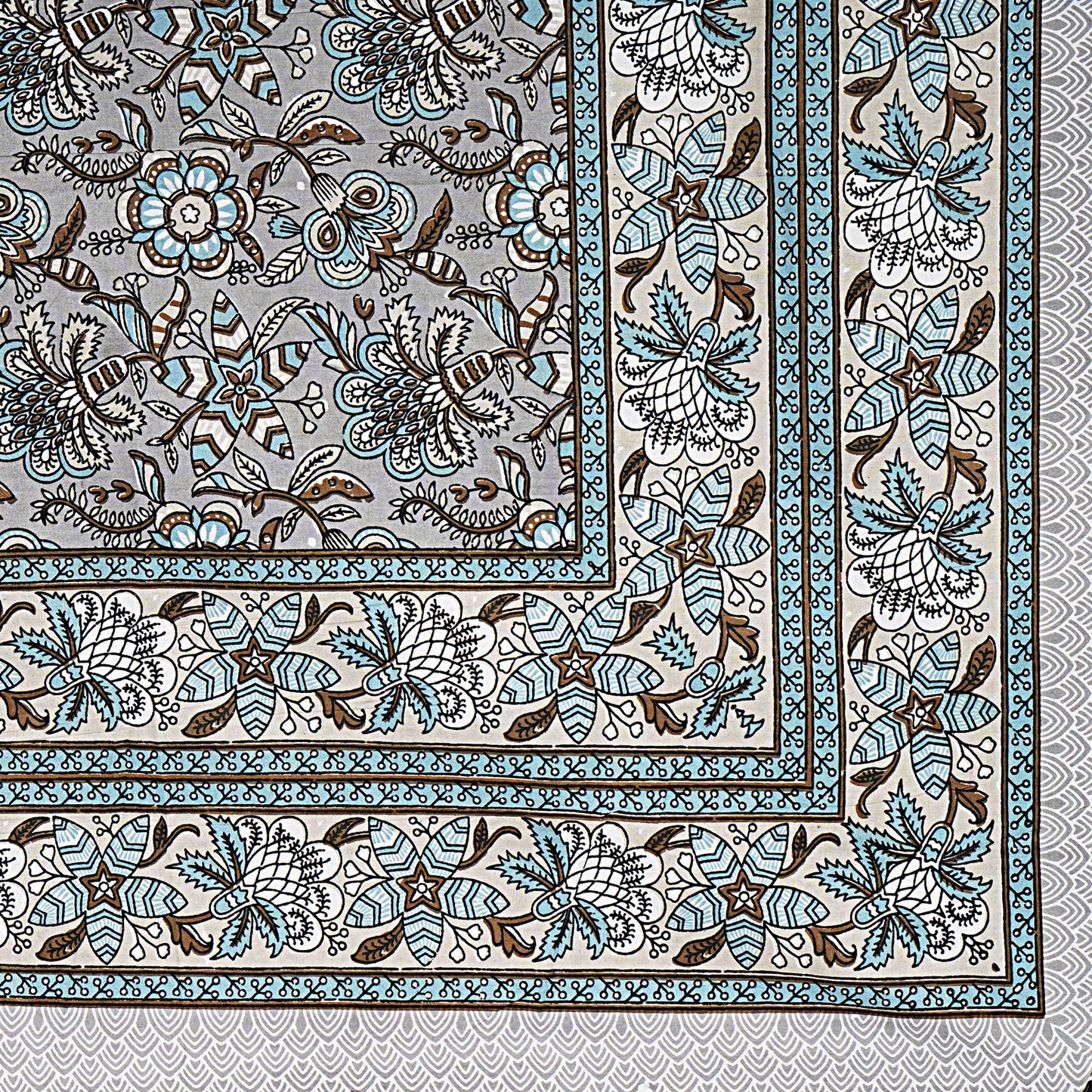Rajasthani Hand Block Printed Cotton Bedsheet Set, Floral Indian Bedding (Double Bed)