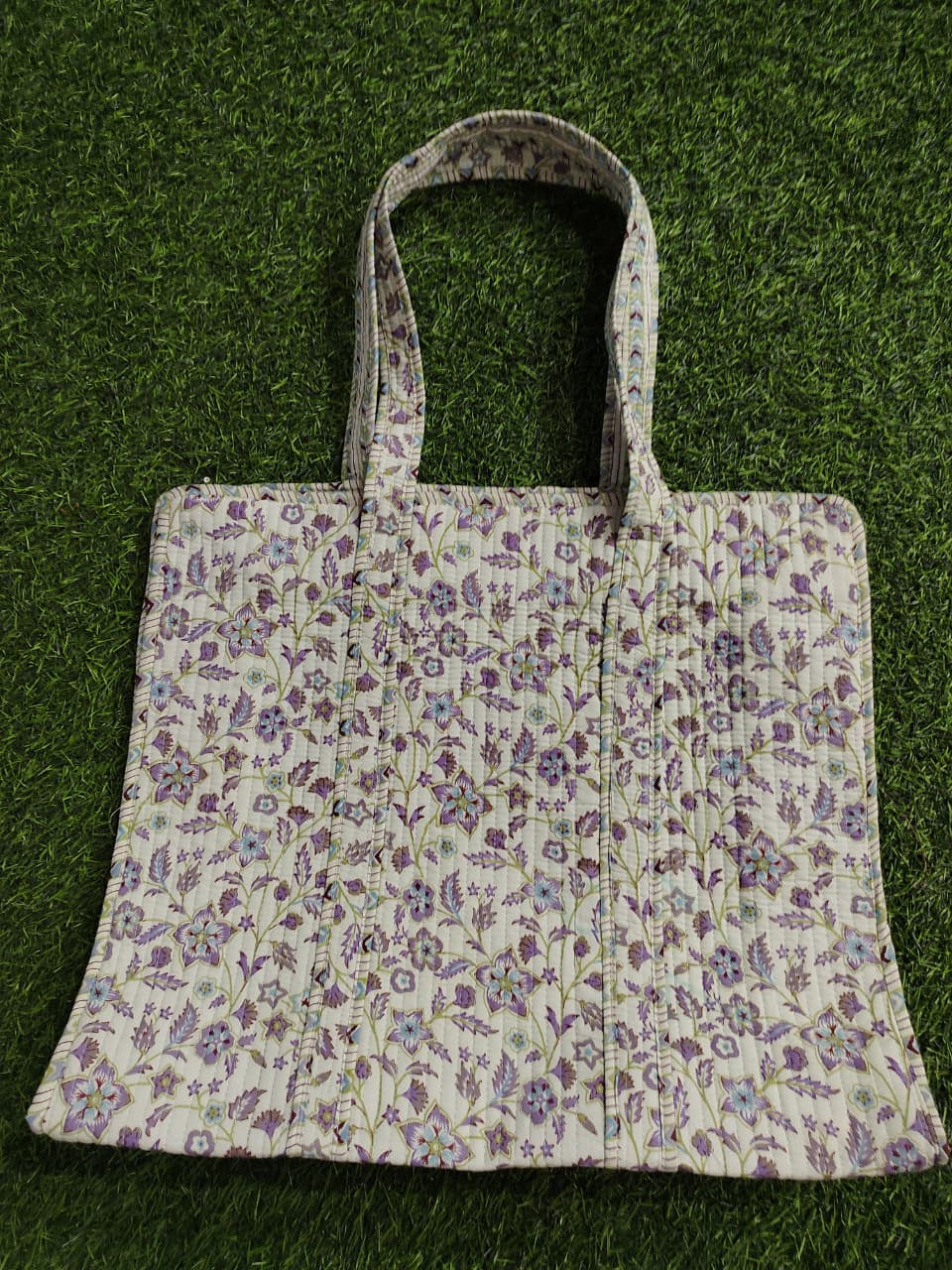 Handcrafted Printed Fabric Tote Bag with Dual Handles
