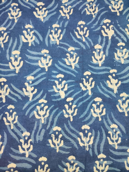 Hand Block Print Cotton Fabric, Floral Indian Fabric By The Yard