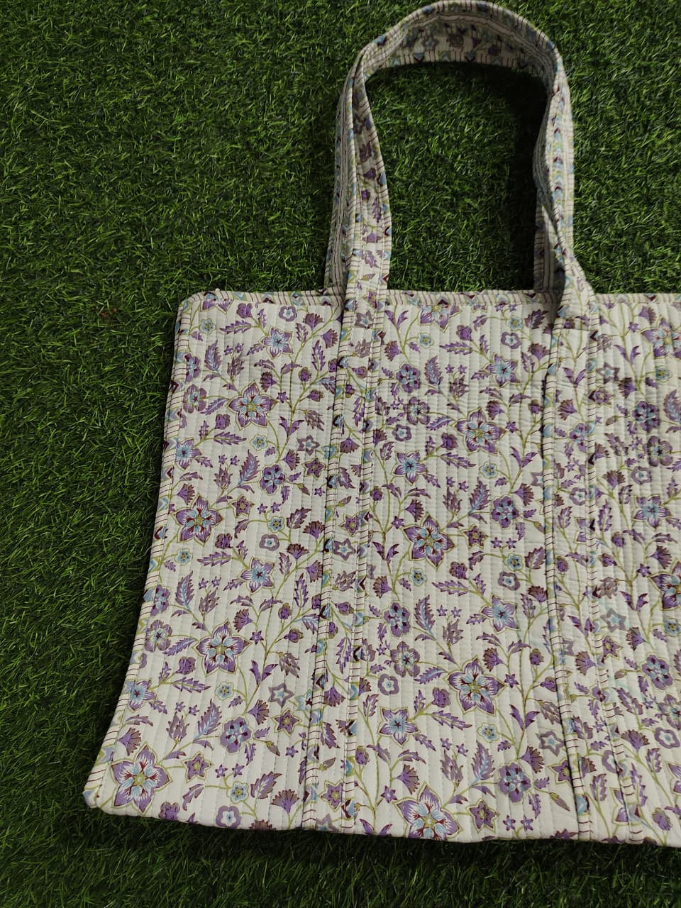 Handcrafted Printed Fabric Tote Bag with Dual Handles