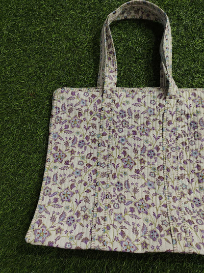 Handcrafted Printed Fabric Tote Bag with Dual Handles