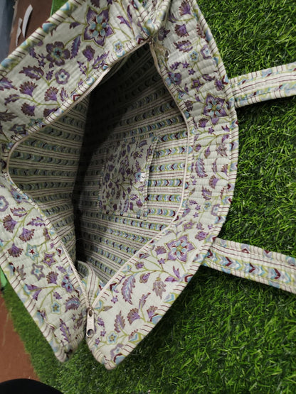 Handcrafted Printed Fabric Tote Bag with Dual Handles