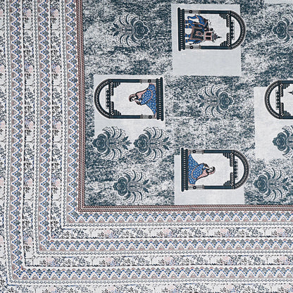 Jaipuri Hand Block Print Cotton Double Bedsheet Set, Rajasthani Zipper Pillow Covers