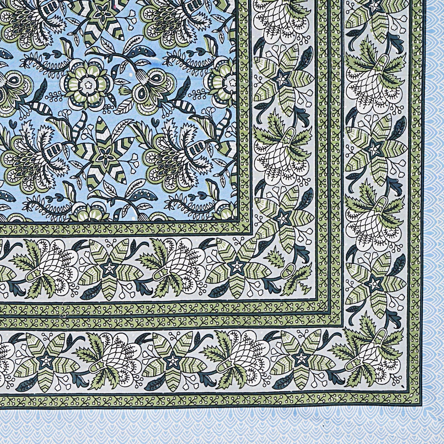 Rajasthani Hand Block Printed Cotton Bedsheet Set, Floral Indian Bedding (Double Bed)