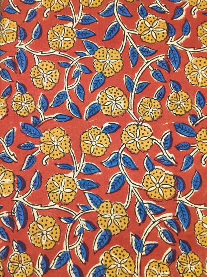 Hand Block Print Cotton Fabric, Floral Indian Fabric By The Yard