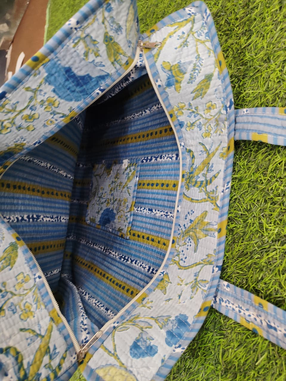 Handcrafted Printed Fabric Tote Bag with Dual Handles