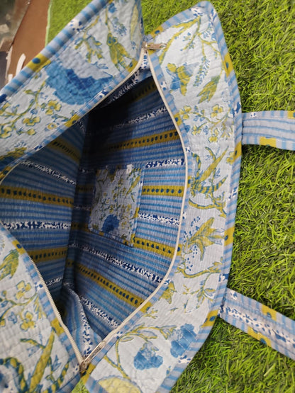 Handcrafted Printed Fabric Tote Bag with Dual Handles