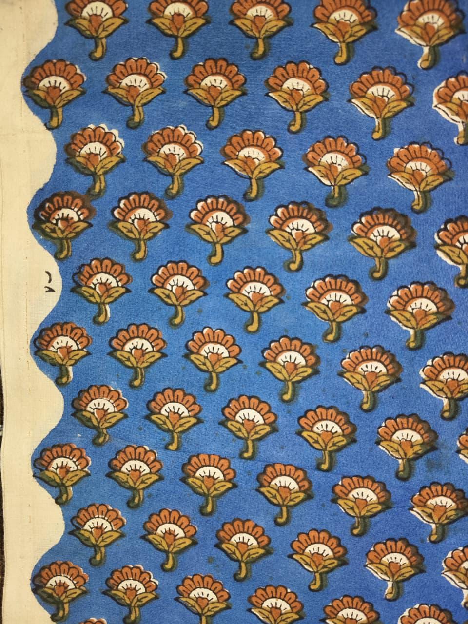 Hand Block Print Cotton Fabric, Floral Indian Fabric By The Yard