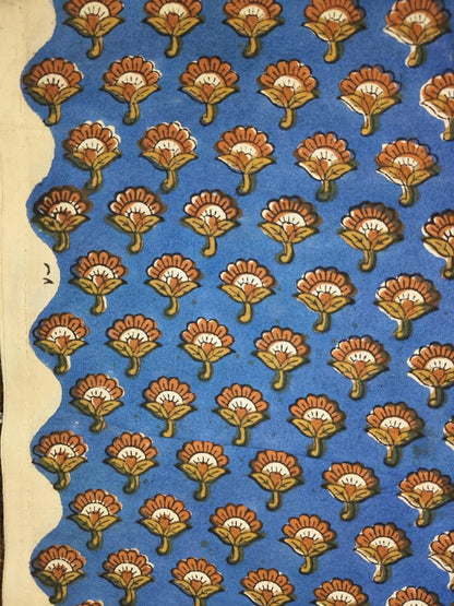 Hand Block Print Cotton Fabric, Floral Indian Fabric By The Yard