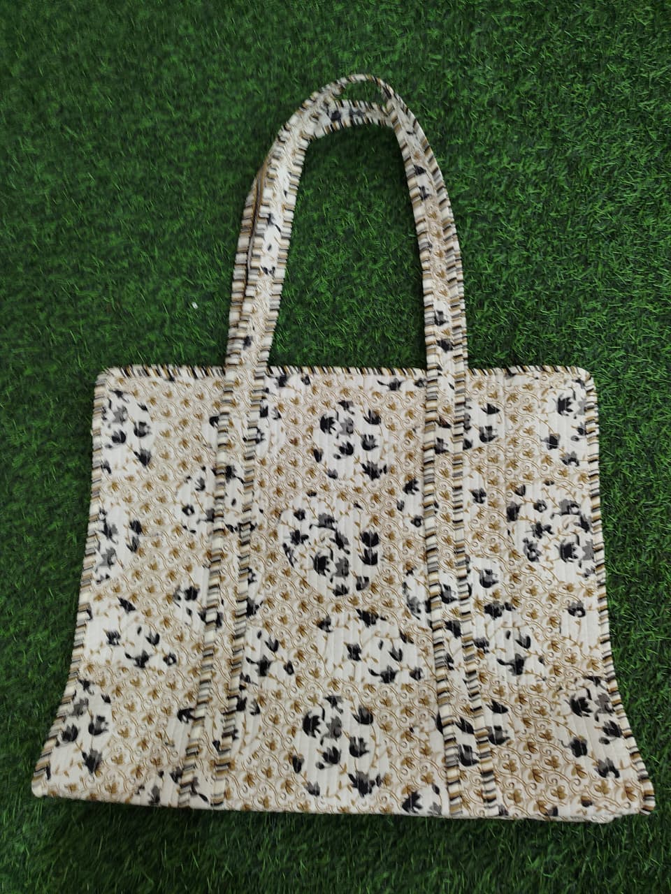 Handcrafted Printed Fabric Tote Bag with Dual Handles
