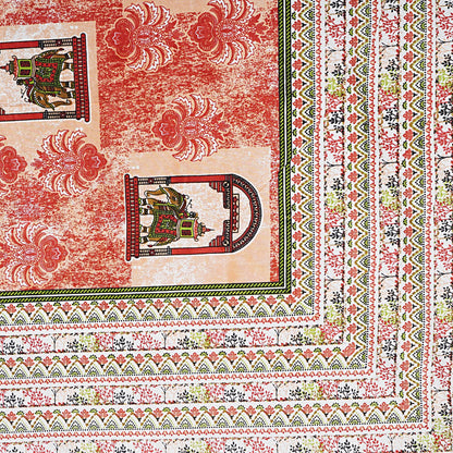Jaipuri Hand Block Print Cotton Double Bedsheet Set, Rajasthani Zipper Pillow Covers