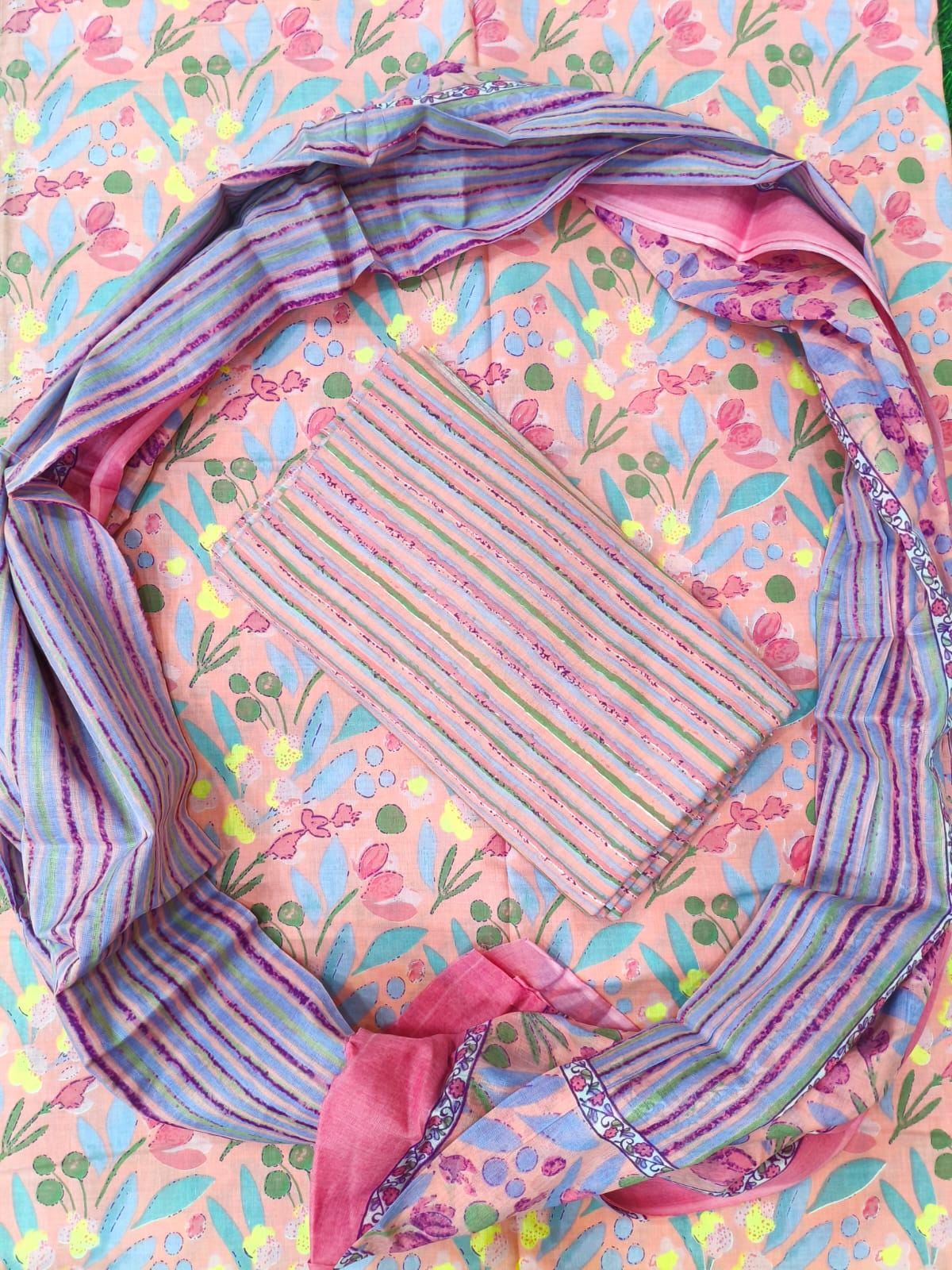 Jaipuri Printed 100% Cotton Suit Dress Material or Sewing Material For Apparels