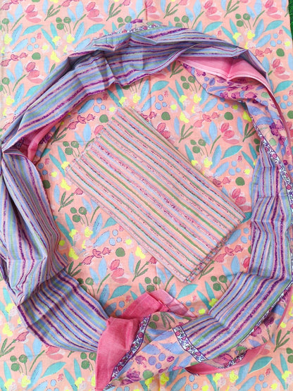 Jaipuri Printed 100% Cotton Suit Dress Material or Sewing Material For Apparels