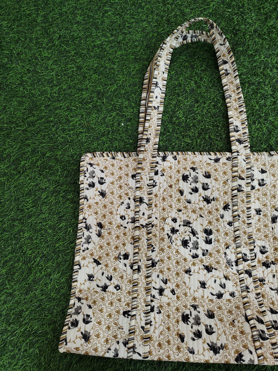 Handcrafted Printed Fabric Tote Bag with Dual Handles