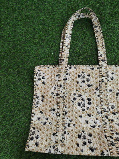 Handcrafted Printed Fabric Tote Bag with Dual Handles