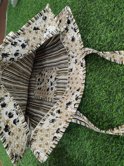Handcrafted Printed Fabric Tote Bag with Dual Handles