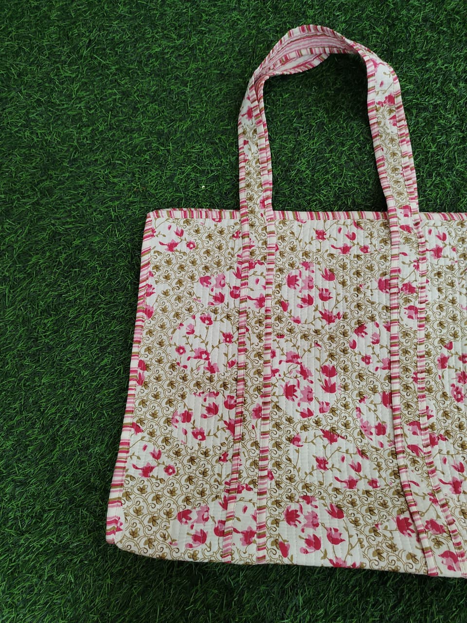 Handcrafted Printed Fabric Tote Bag with Dual Handles