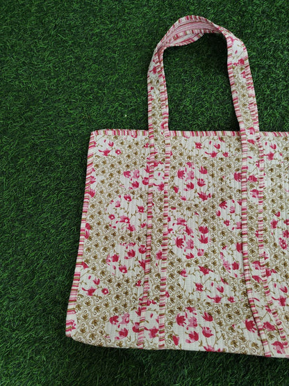 Handcrafted Printed Fabric Tote Bag with Dual Handles