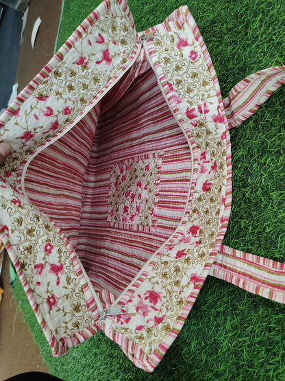 Handcrafted Printed Fabric Tote Bag with Dual Handles