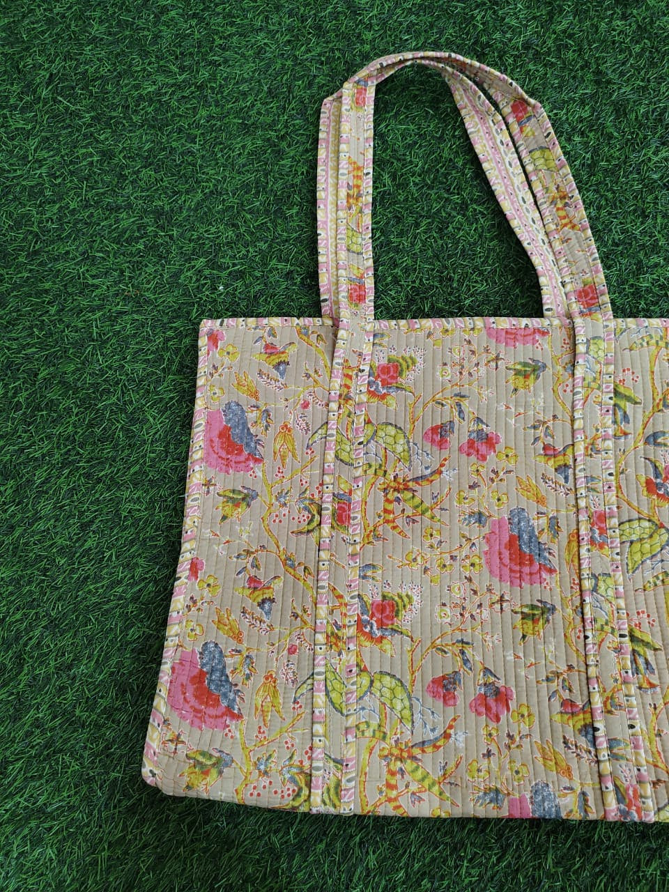Handcrafted Printed Fabric Tote Bag with Dual Handles