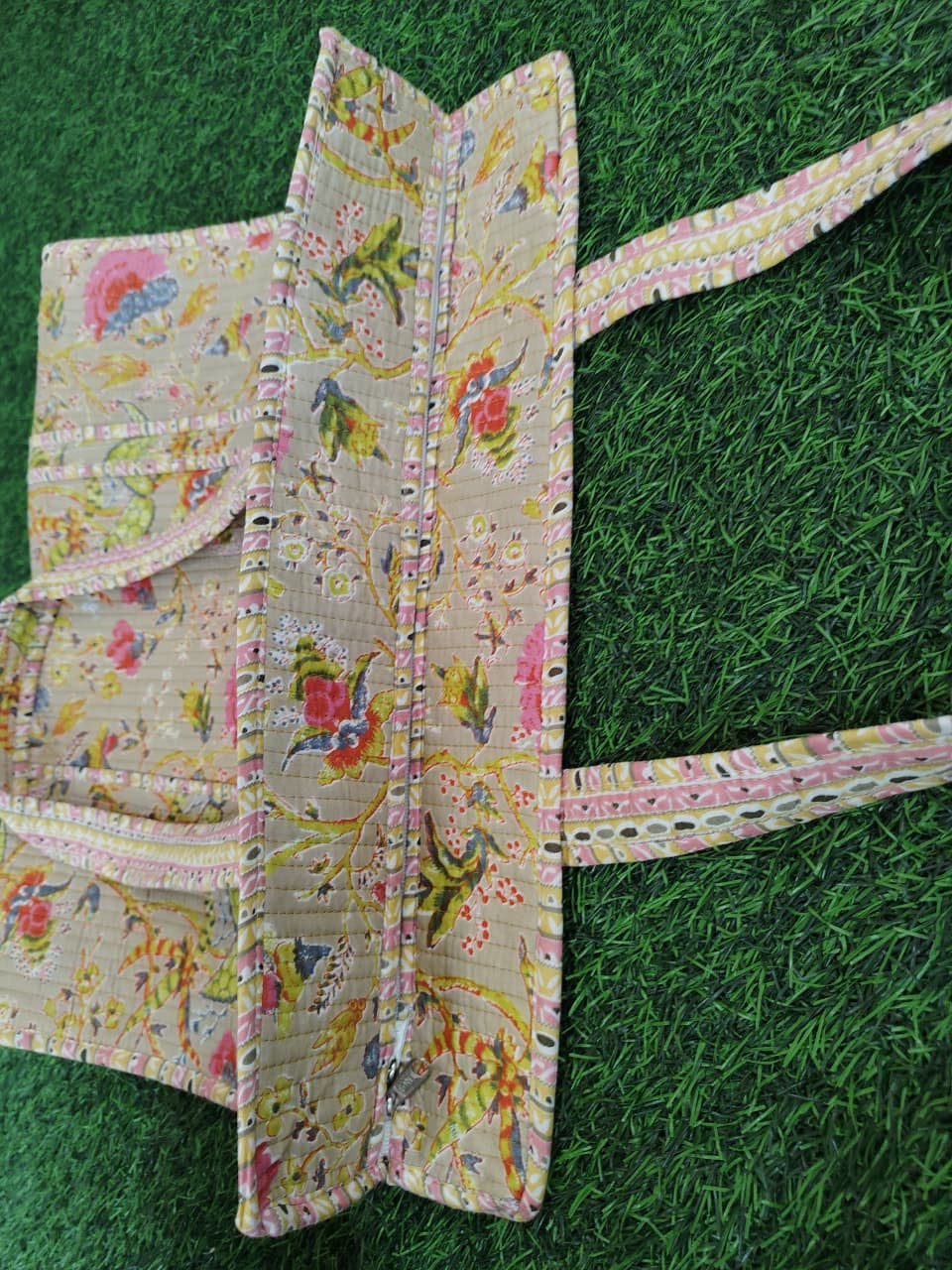 Handcrafted Printed Fabric Tote Bag with Dual Handles