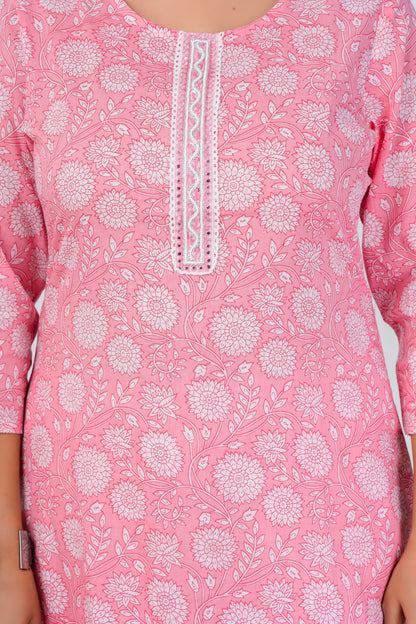 Women's Pink Printed Kurta Set with Dupatta – Elegant Ethnic Wear for Everyday & Festive Looks