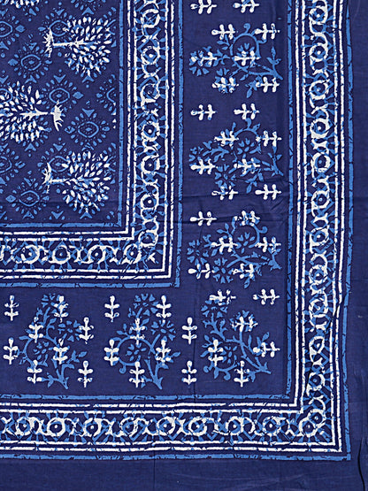 Blue Ethnic Motifs 180 TC Cotton Single Bedsheet with 1 Pillow Cover - BSB1108