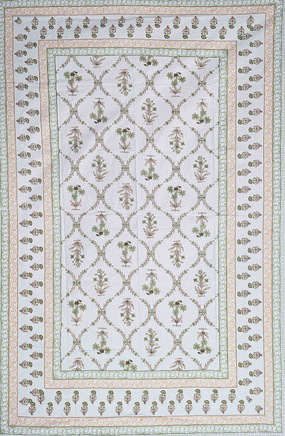 White Floral 180 TC Cotton Single Bedsheet with 1 Pillow Cover - BSB1109