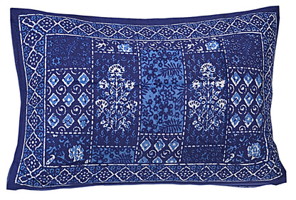 Blue Ethnic Motifs 180 TC Cotton Single Bedsheet with 1 Pillow Cover - BSB1118