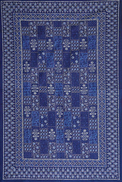 Blue Ethnic Motifs 180 TC Cotton Single Bedsheet with 1 Pillow Cover - BSB1118