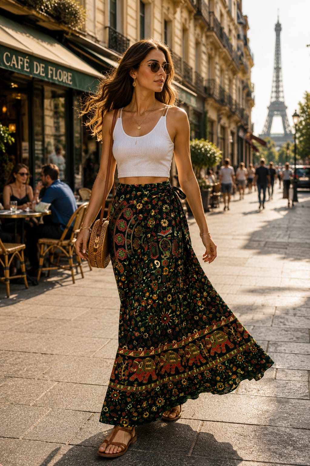 Jaipuri 100% Cotton Neptol Print Wrap Around Skirt Size Up To XXL ( CWS00010 )
