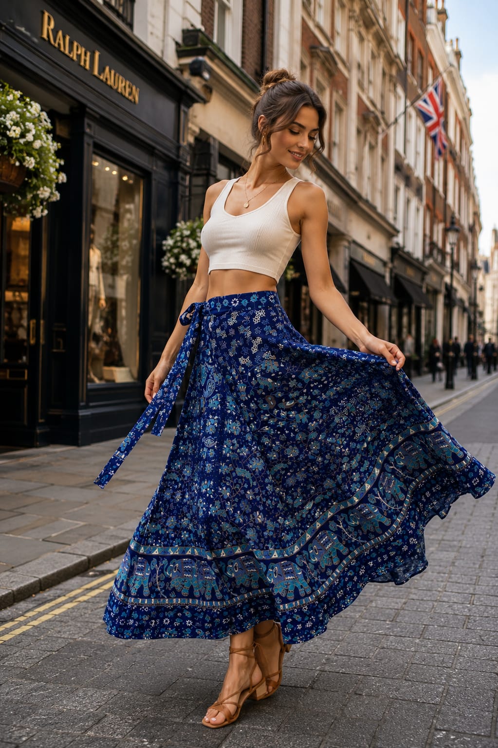 Jaipuri 100% Cotton Neptol Print Wrap Around Skirt Size Up To XXL ( CWS00017 )