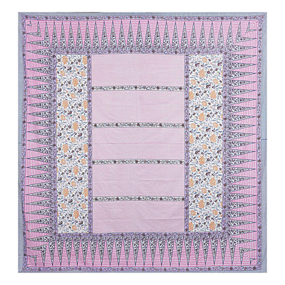 Pink Floral Print 240 TC Cotton Double Bed Sheet With 2 Pillow Covers (SHKV1033)-FrionKandy