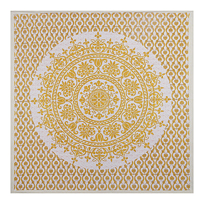 Yellow Floral Print 240 TC Cotton Double Bed Sheet With 2 Pillow Covers (SHKV1041)-FrionKandy